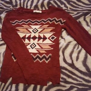 Burgundy Tribal Print Sweater